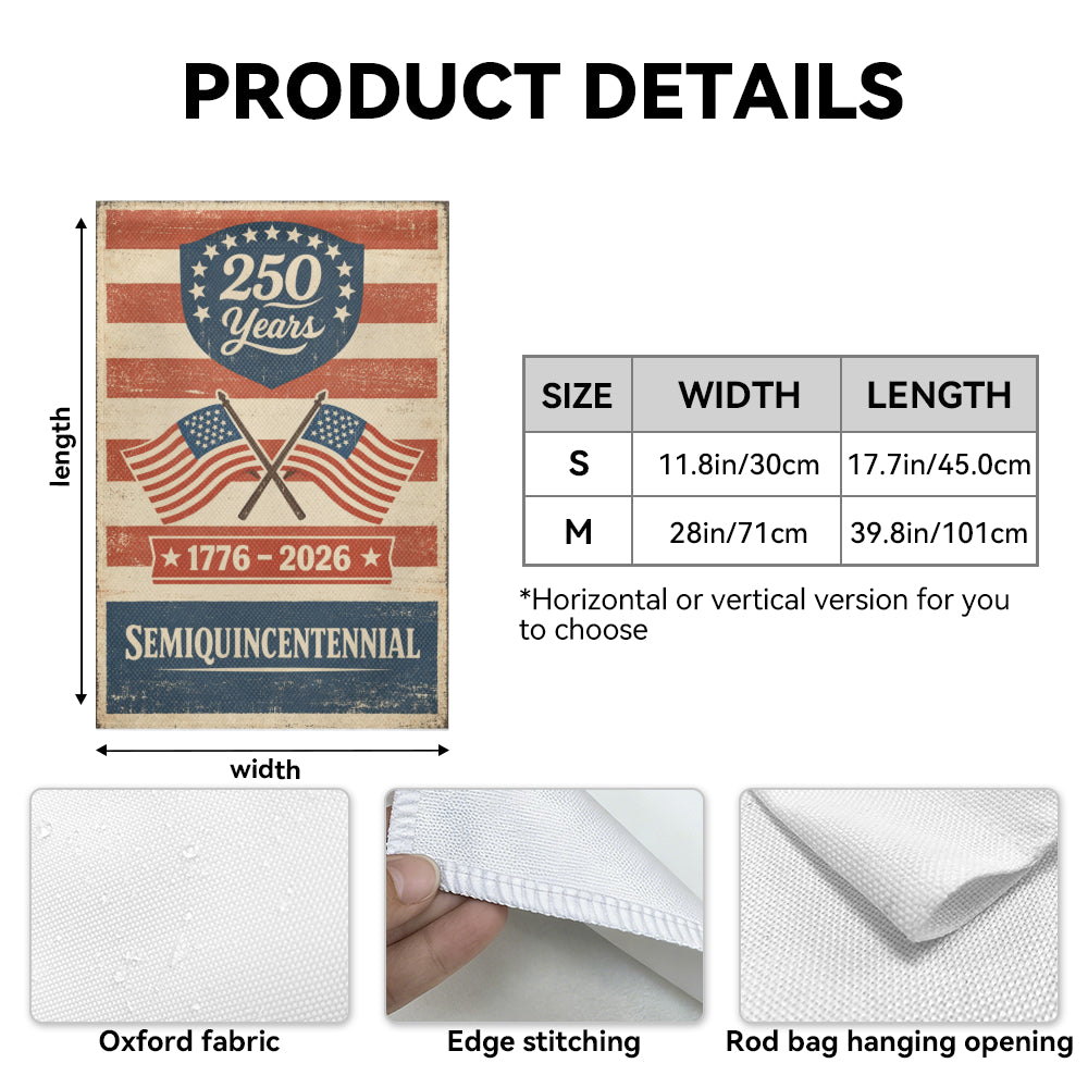 Vintage Style America’s 250th Anniversary Flag - Patriotic Retro Porch Decor