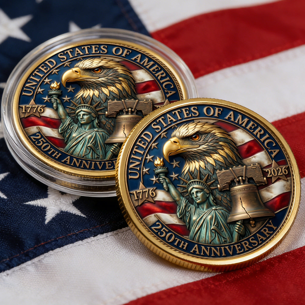 250 Years Celebration Coin, 1776 - 2026 Semiquincentennial Gift, Patriotic Collectible