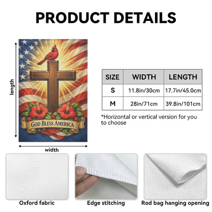 Christian Patriotic Cross Cardinal Garden Flag Decor