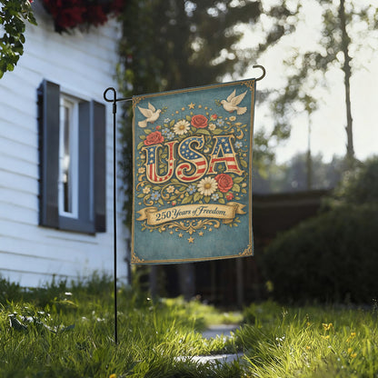 Retro America 250th Anniversary Patriotic Garden Flag