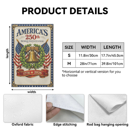 America 250th Semiquincentennial Liberty Bell Patriotic Garden Flag