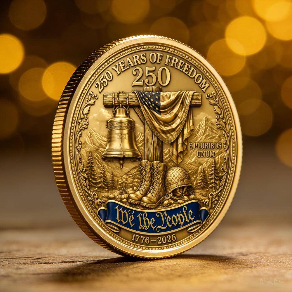 250 Years of Freedom Anniversary Commemorative Coin, America Merchandise 250th Year Collectible, Patriotic Collectible Coin