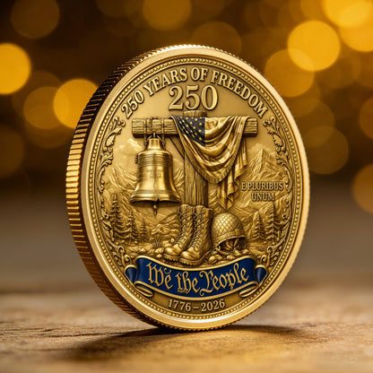 250 Years of Freedom Anniversary Commemorative Coin, America Merchandise 250th Year Collectible, Patriotic Collectible Coin