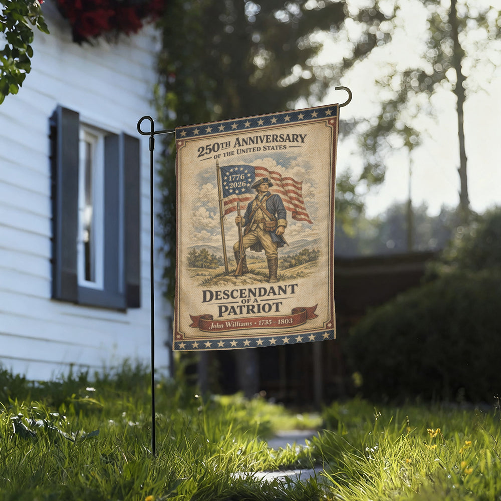 Vintage Descendant of a Patriot 250th Anniversary Memorial Garden Flag
