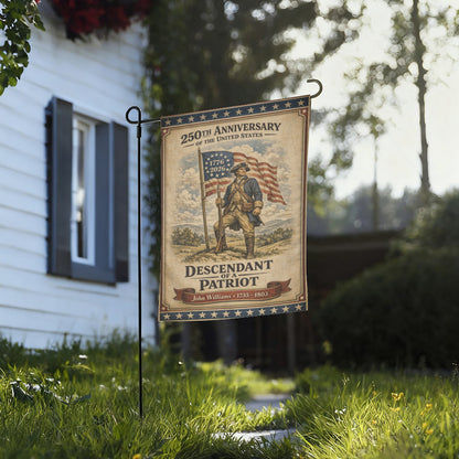 Vintage Descendant of a Patriot 250th Anniversary Memorial Garden Flag