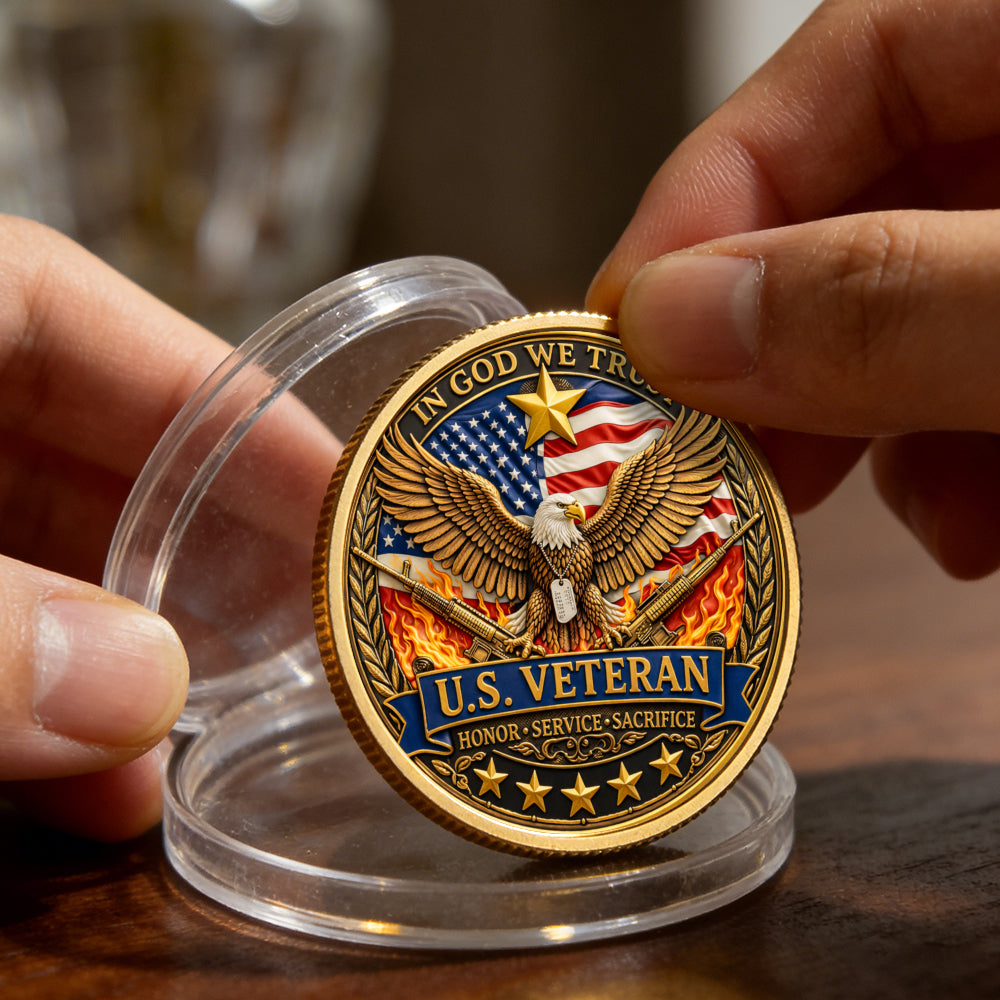 U.S. Veteran Commemorative Coin, 250 Years Freedom Battlefield Cross, 250 Years Anniversary Keepsake