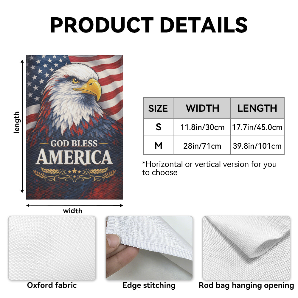 Patriotic Bald Eagle God Bless America Outdoor Garden Flag