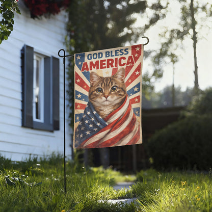 God Bless America Garden Flag, Funny Patriotic Flag, Funny Cat Decor