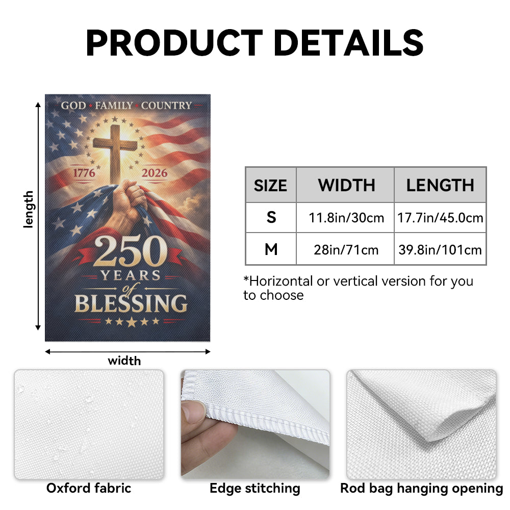 Patriot 250th Year Anniversary Garden Flag, God Bless America Decor