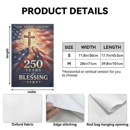 Patriot 250th Year Anniversary Garden Flag, God Bless America Decor