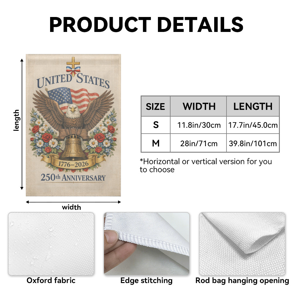 Vintage Style 250th Anniversary USA Eagle Outdoor Decorative Garden Flag