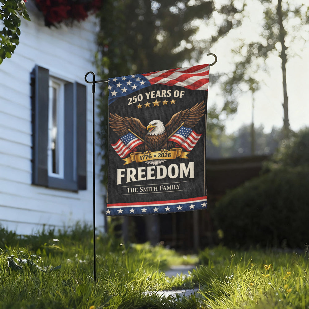 Personalized Patriotic Eagle Freedom 250 Years Garden Flag Decor