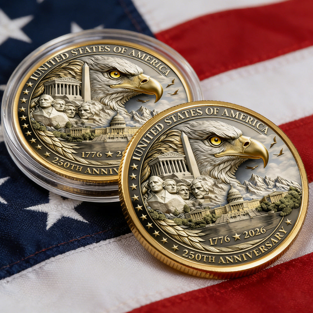 250th Year Anniversary Coin, Semiquincentennial 1776-2026 America Gift, Patriotic Collectible Coin