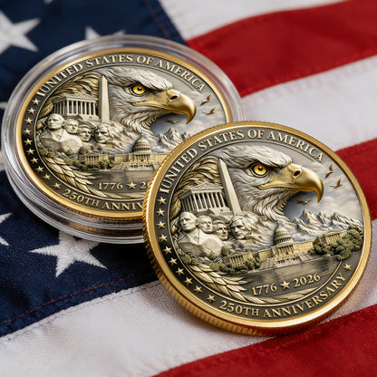 250th Year Anniversary Coin, Semiquincentennial 1776-2026 America Gift, Patriotic Collectible Coin