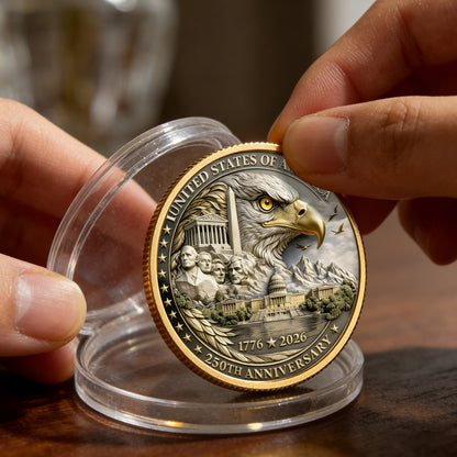 250th Year Anniversary Coin, Semiquincentennial 1776-2026 America Gift, Patriotic Collectible Coin
