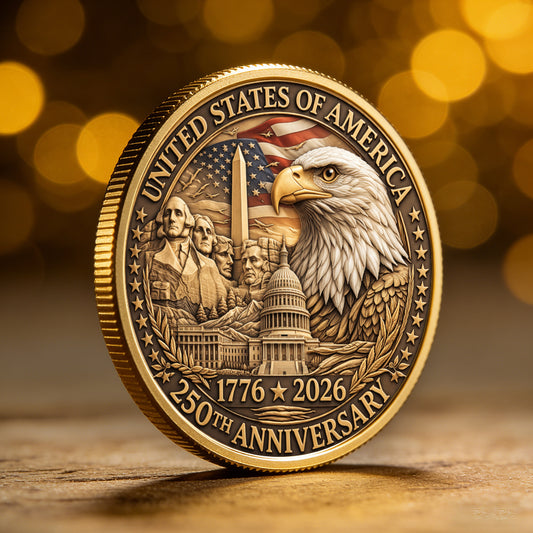 USA 250th Year Commemorative Coin, Semiquincentennial 1776-2026 America Gift, Patriotic Collectible Coin