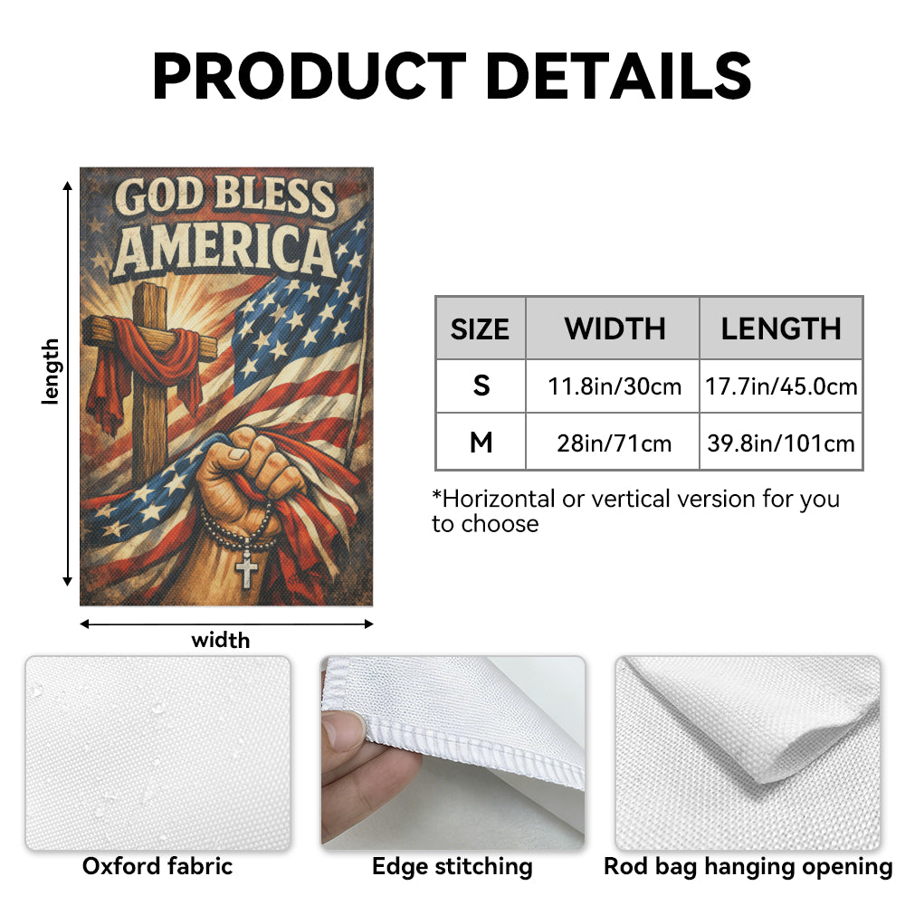Christian Prayer Hands Cross God Bless America Outdoor Garden Flag