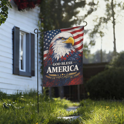 Patriotic Bald Eagle God Bless America Outdoor Garden Flag