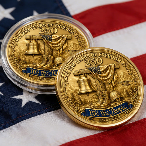 250 Years of Freedom Anniversary Commemorative Coin, America Merchandise 250th Year Collectible, Patriotic Collectible Coin