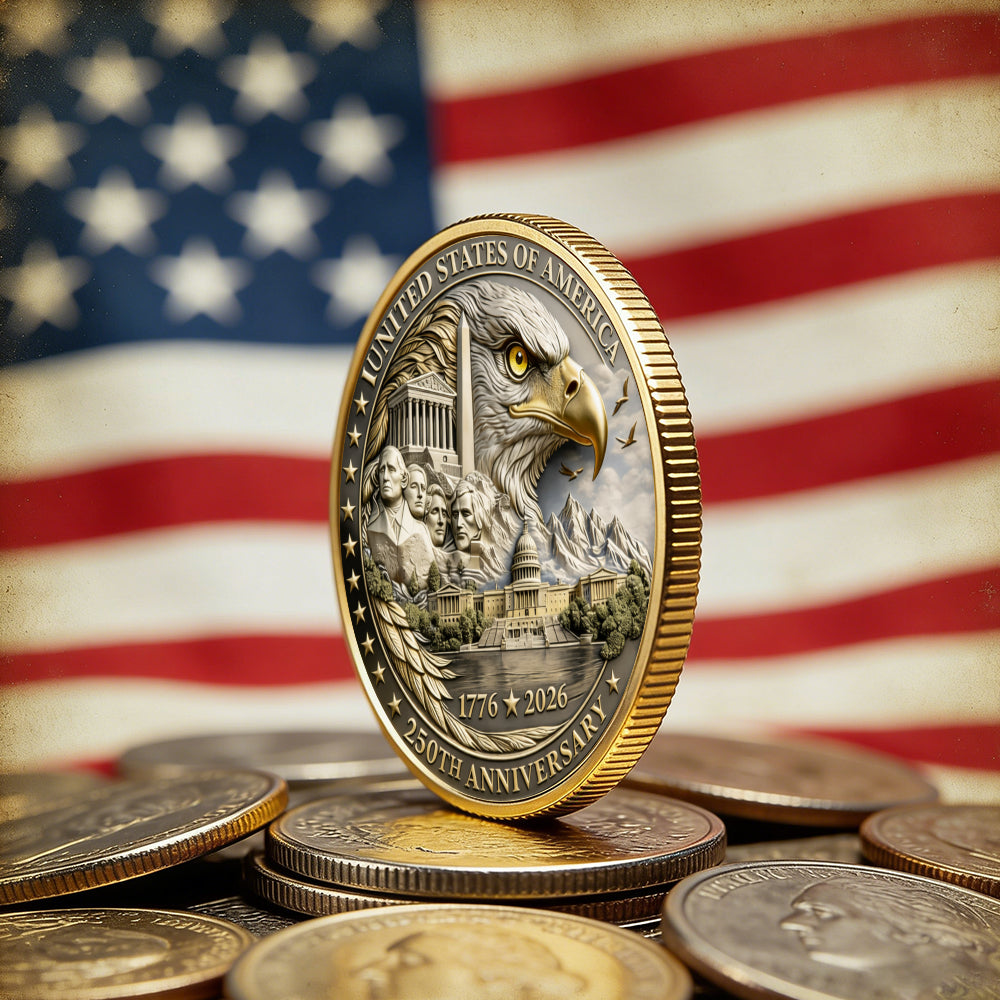 250th Year Anniversary Coin, Semiquincentennial 1776-2026 America Gift, Patriotic Collectible Coin