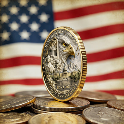 250th Year Anniversary Coin, Semiquincentennial 1776-2026 America Gift, Patriotic Collectible Coin