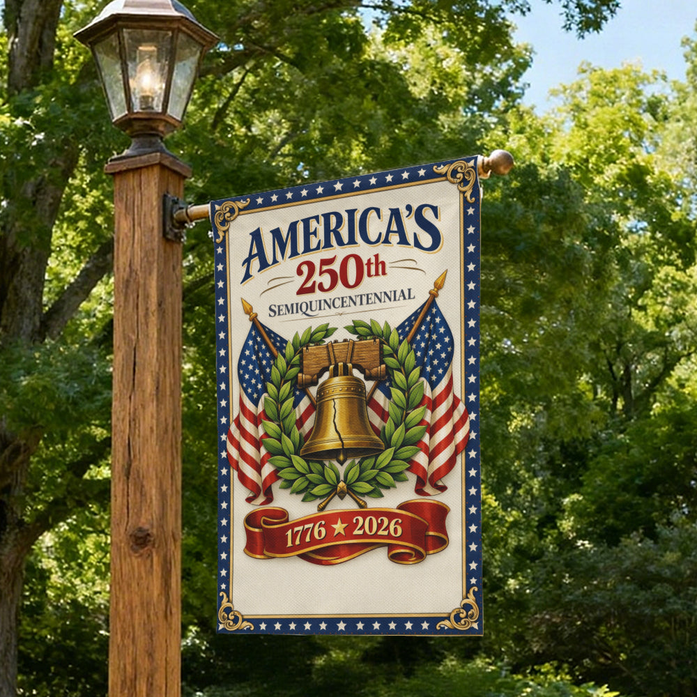 America 250th Semiquincentennial Liberty Bell Patriotic Garden Flag