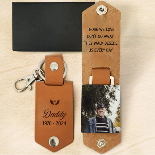 Dad Loss Leather Keychain, Rememberance Keychain