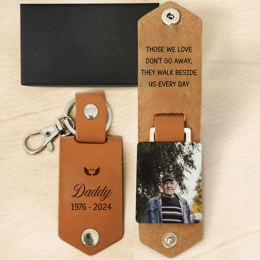 Dad Loss Leather Keychain, Rememberance Keychain
