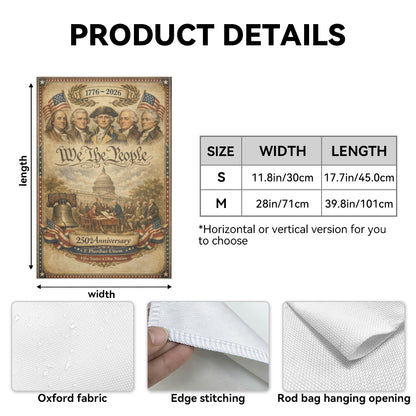 Vintage We The People 1776-2026 Patriotic Outdoor Garden Flag