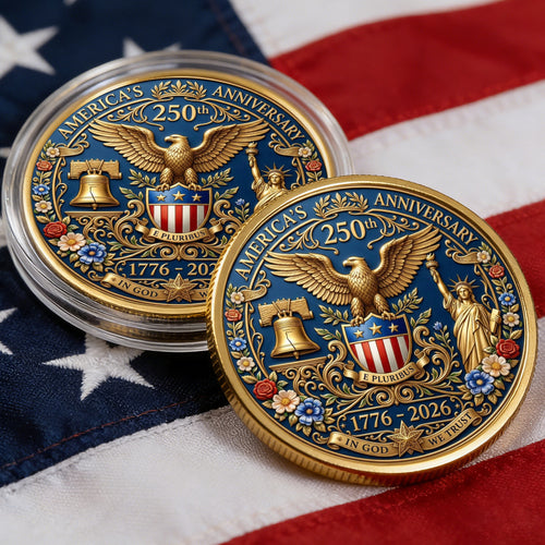 250 Years In God We Trust Coin, Semiquincentennial America Gift, Patriotic Christian Collectible Coin