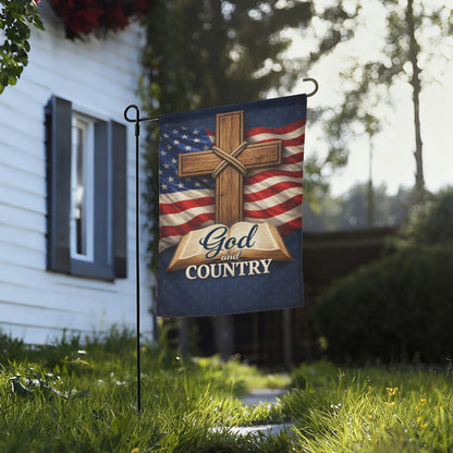 Bold Religious Patriotic God Bless America Garden Flag
