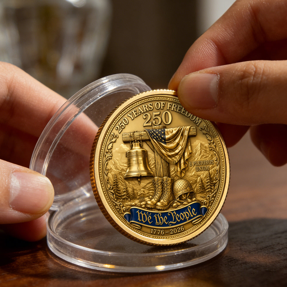 250 Years of Freedom Anniversary Commemorative Coin, America Merchandise 250th Year Collectible, Patriotic Collectible Coin