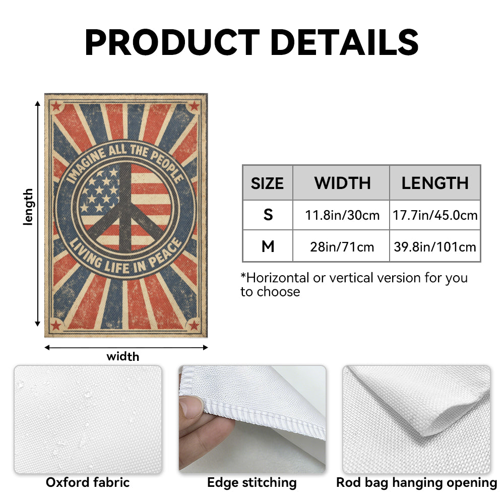 Vintage Peace Sign Imagine All The People Garden Flag