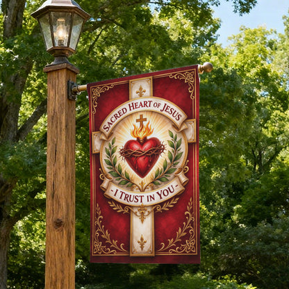 Sacred Heart of Jesus Catholic Christian Garden Flag Decor
