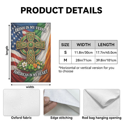 Irish American Celtic Cross Patriotic Shamrock Garden Flag
