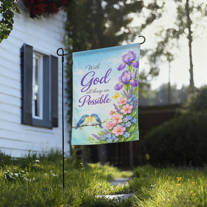 With God All Things Are Possible Garden Flag