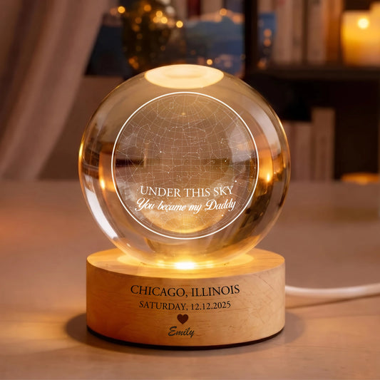 Custom Star Map Crystal Ball, Gift for New Dad