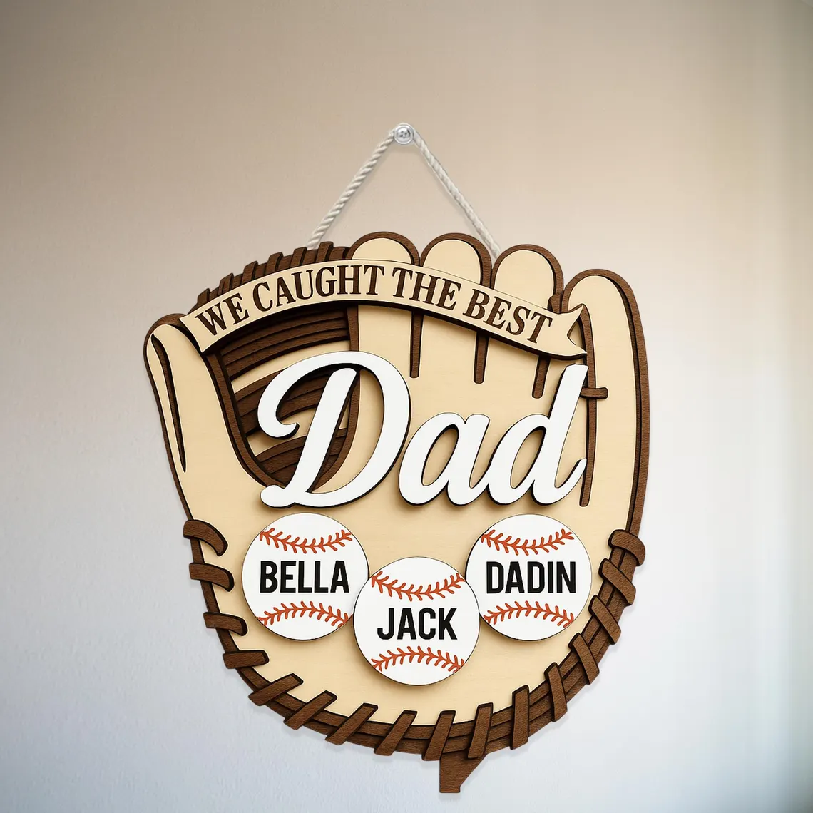 Caught Best Dad Wooden Plaque