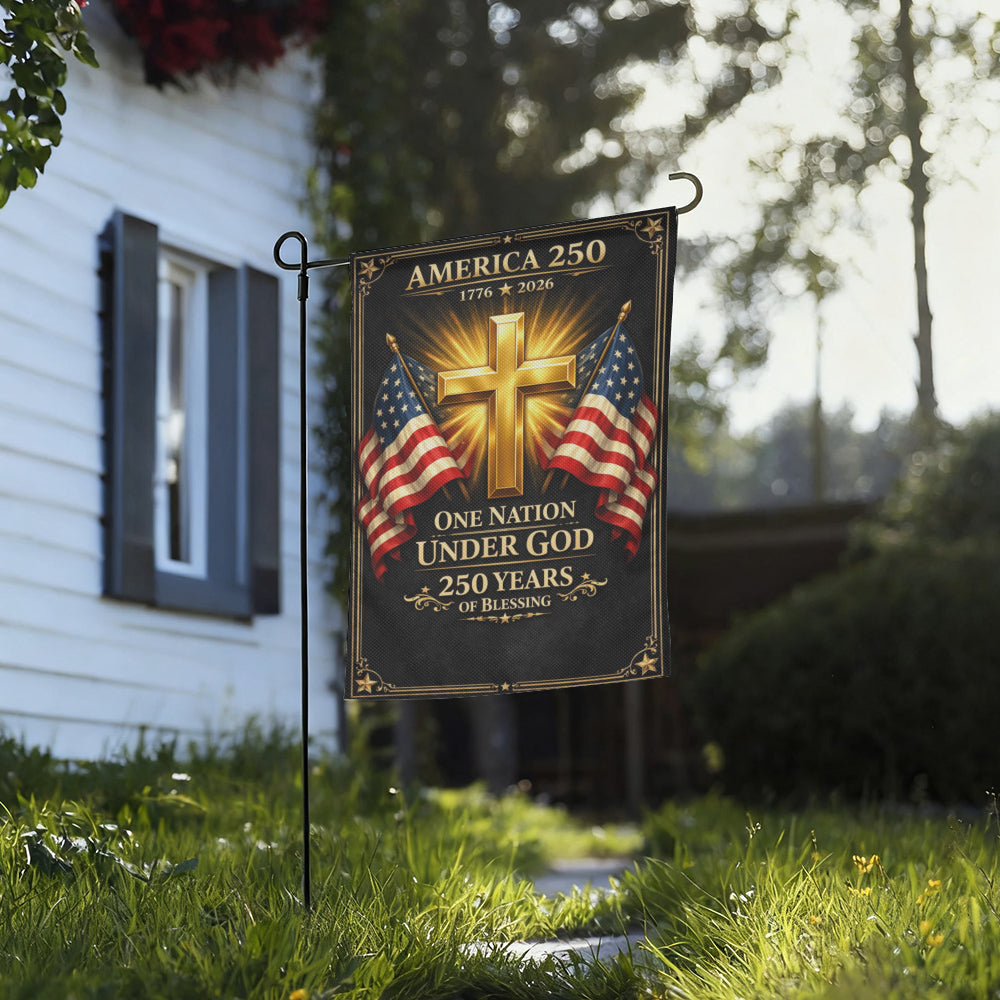1776-2026 Christian Cross America 250 Patriotic Garden Flag