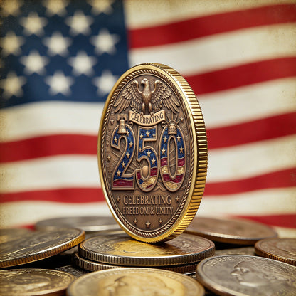 USA 250th Year Celebration Coin, Semiquincentennial 1776-2026 America Gift, Patriotic Collectible Coin