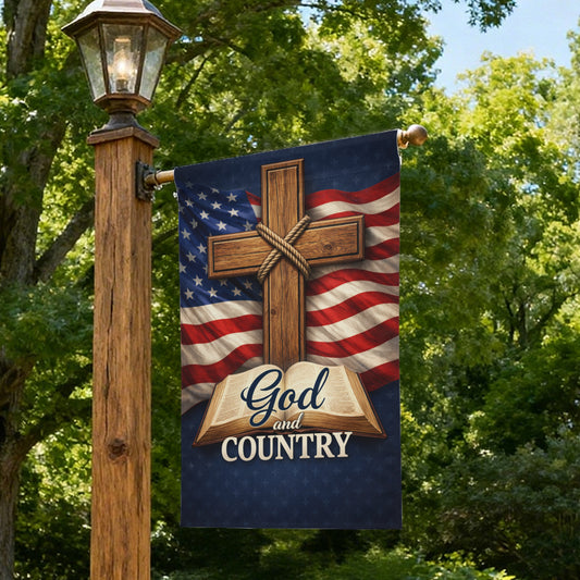 Bold Religious Patriotic God Bless America Garden Flag