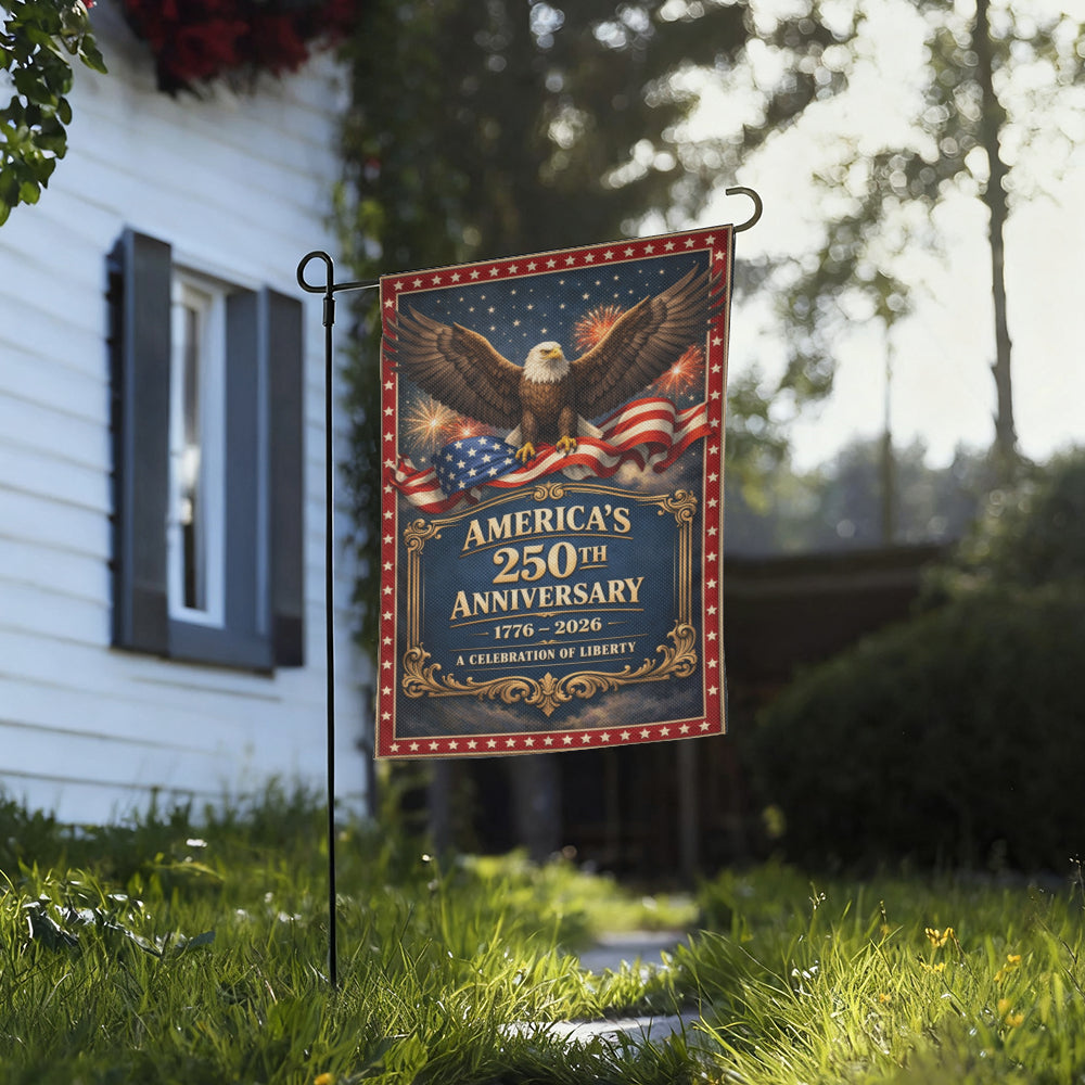 America's 250th Anniversary Patriotic Eagle Fireworks Garden Flag