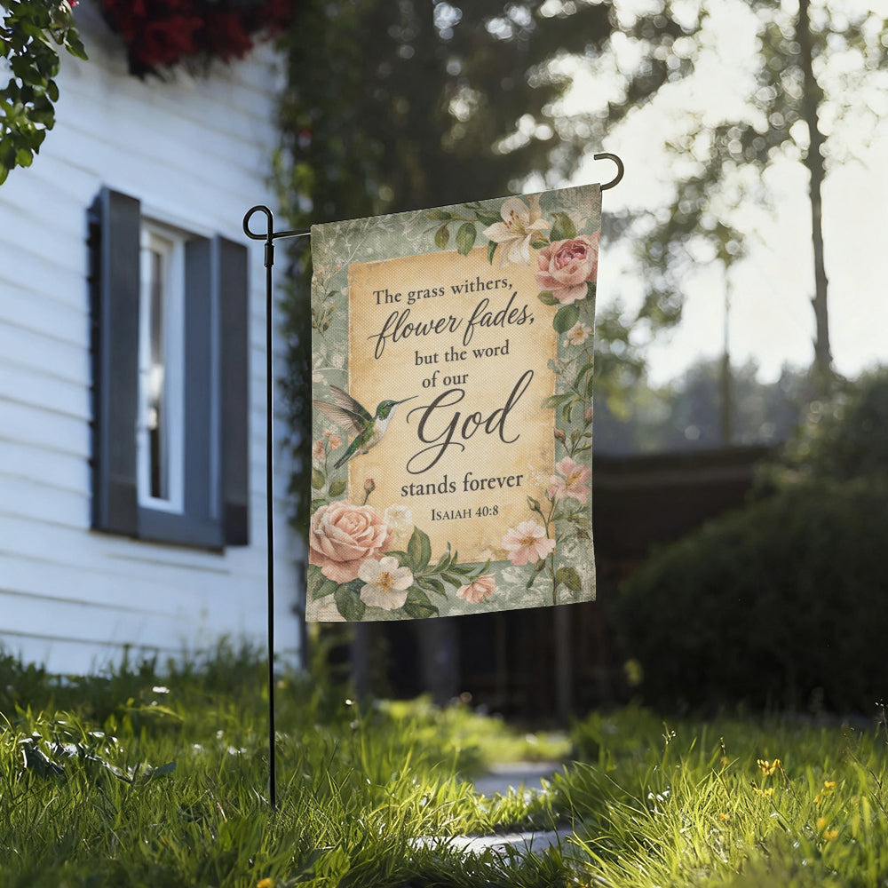 Isaiah 40:8 Bible Verse Christian Floral Garden Flag Decor