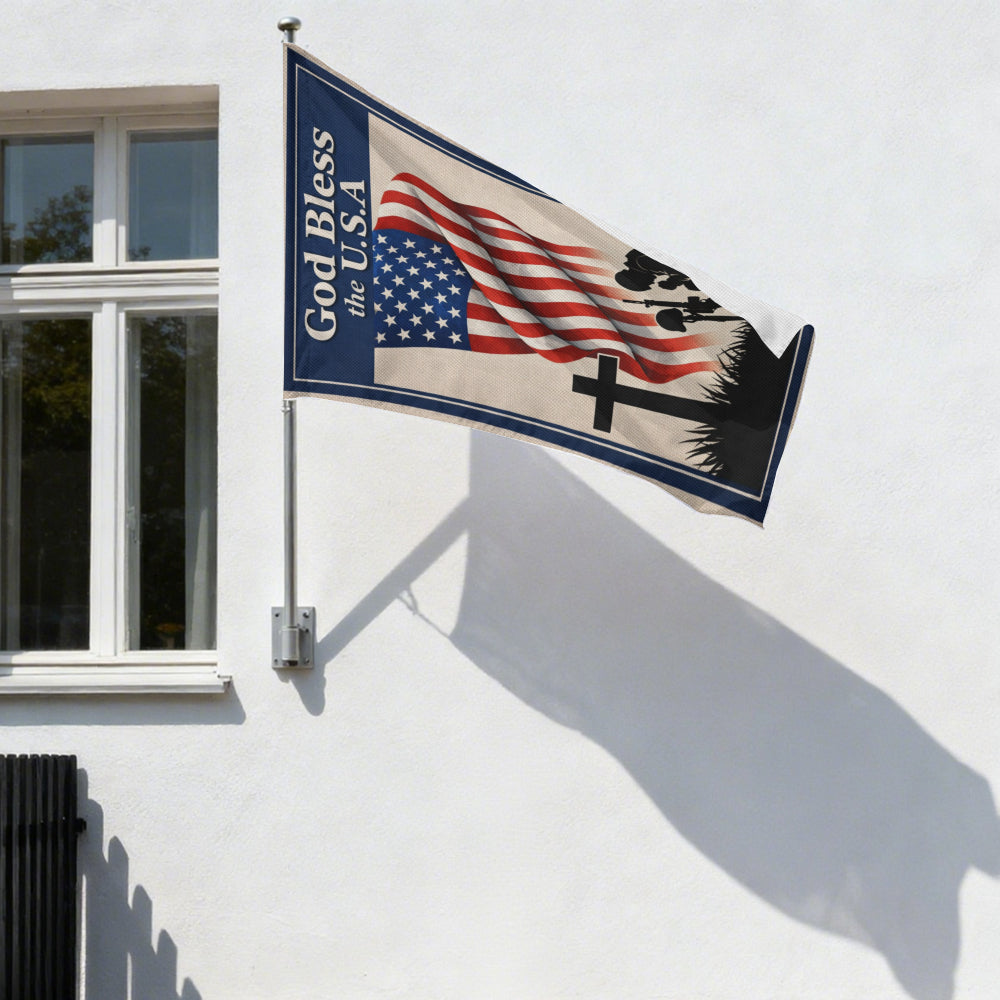 Patriotic Veteran Memorial God Bless the USA Garden Flag