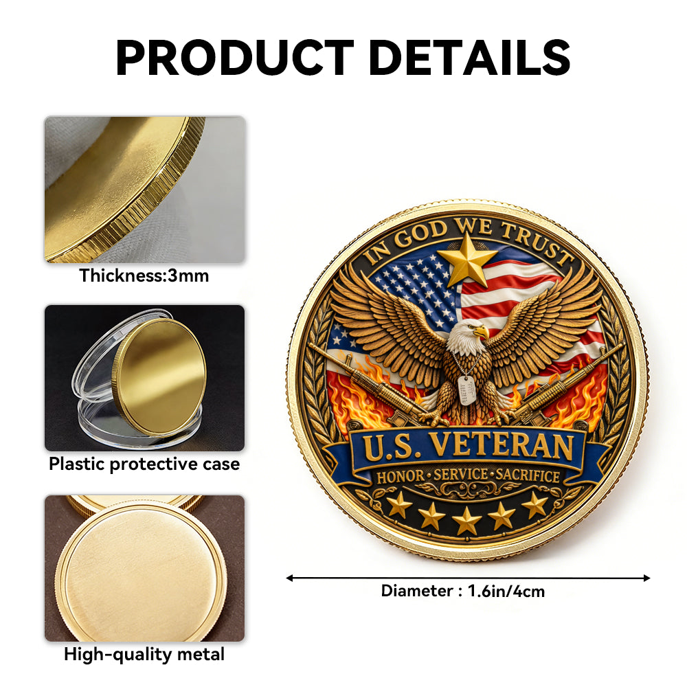 U.S. Veteran Commemorative Coin, 250 Years Freedom Battlefield Cross, 250 Years Anniversary Keepsake