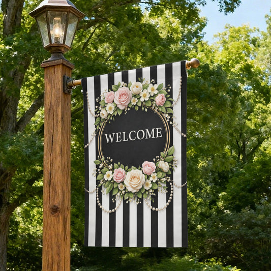 Vintage Floral Welcome Garden Flag, Welcome Porch Decor