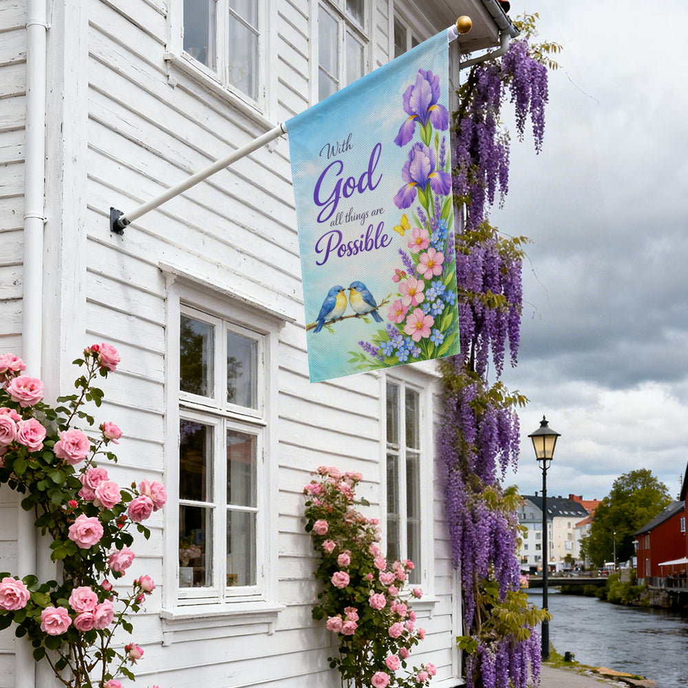 With God All Things Are Possible Garden Flag