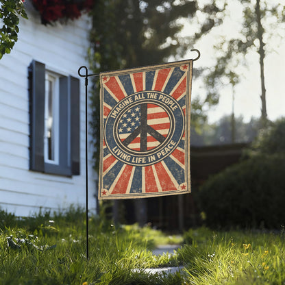 Vintage Peace Sign Imagine All The People Garden Flag