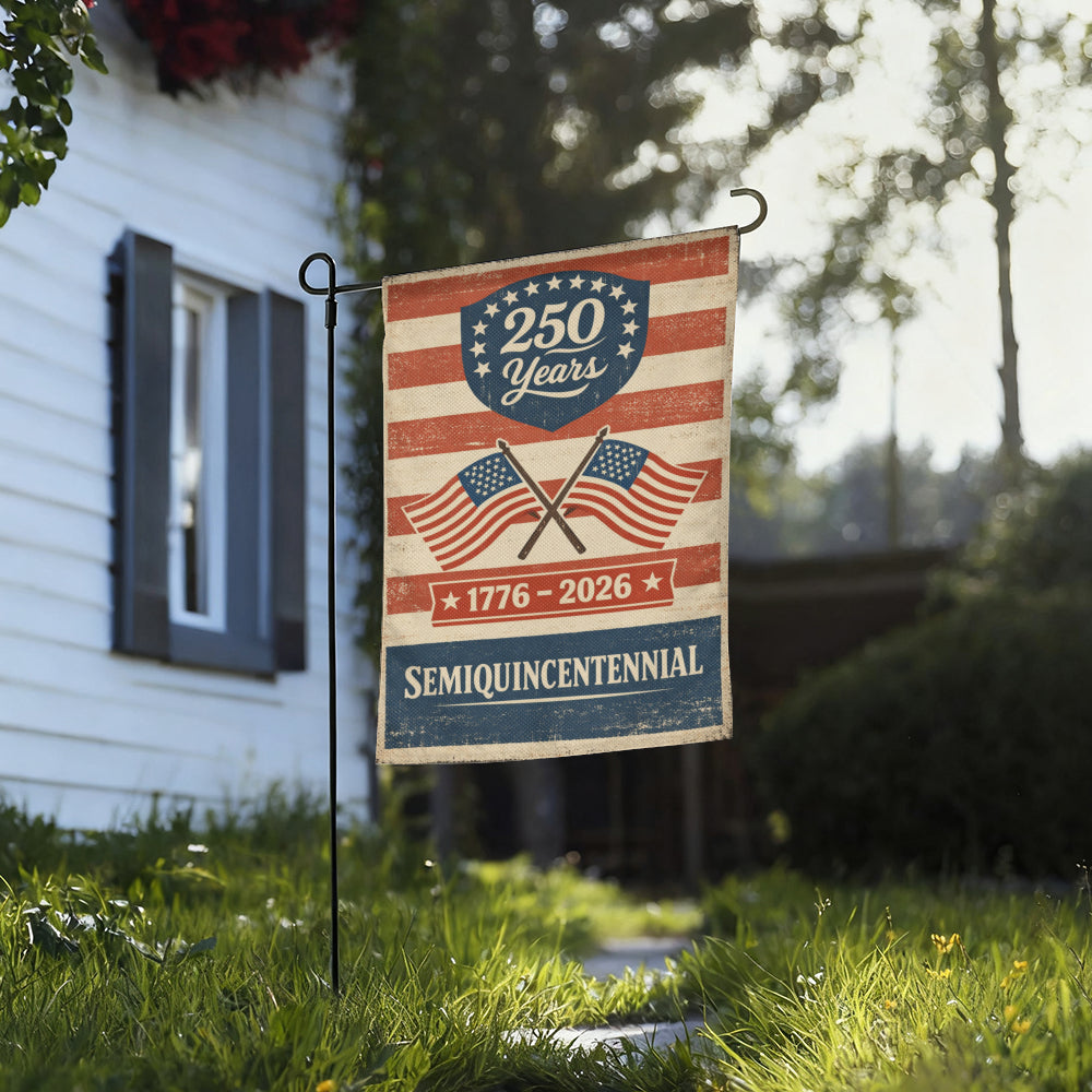 Vintage Style America’s 250th Anniversary Flag - Patriotic Retro Porch Decor