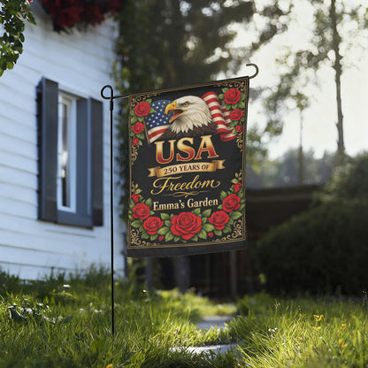 Personalized USA 250 Years of Freedom Patriotic Garden Flag